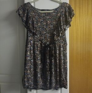 ☃️🚨XXI Forever 21 retro babydoll style floral multi colour top with ruffles/tie